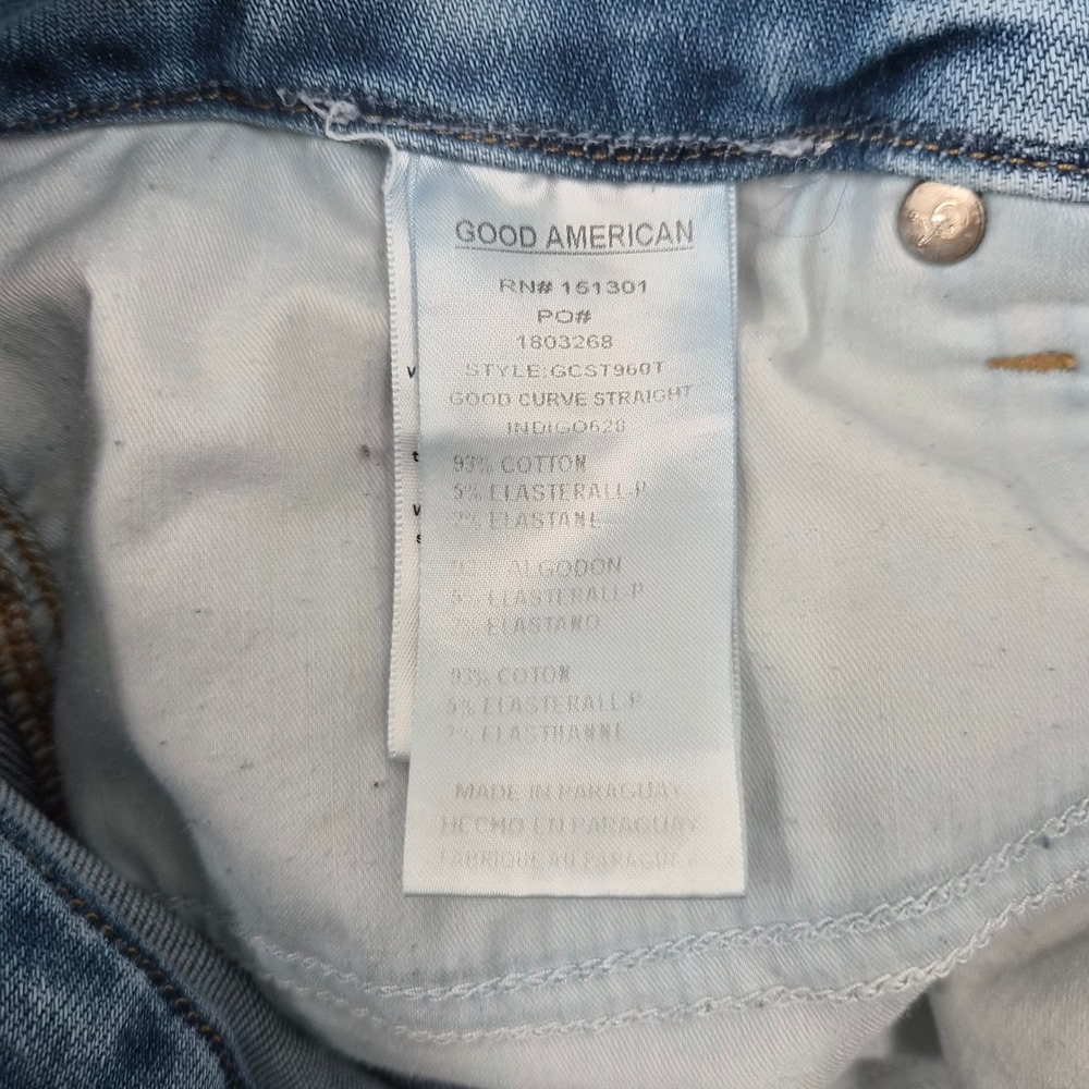 Good‎ American Good Curve Straight Distressed Jeans Size 18 Light Wash GCST960T - Picture 6 of 9